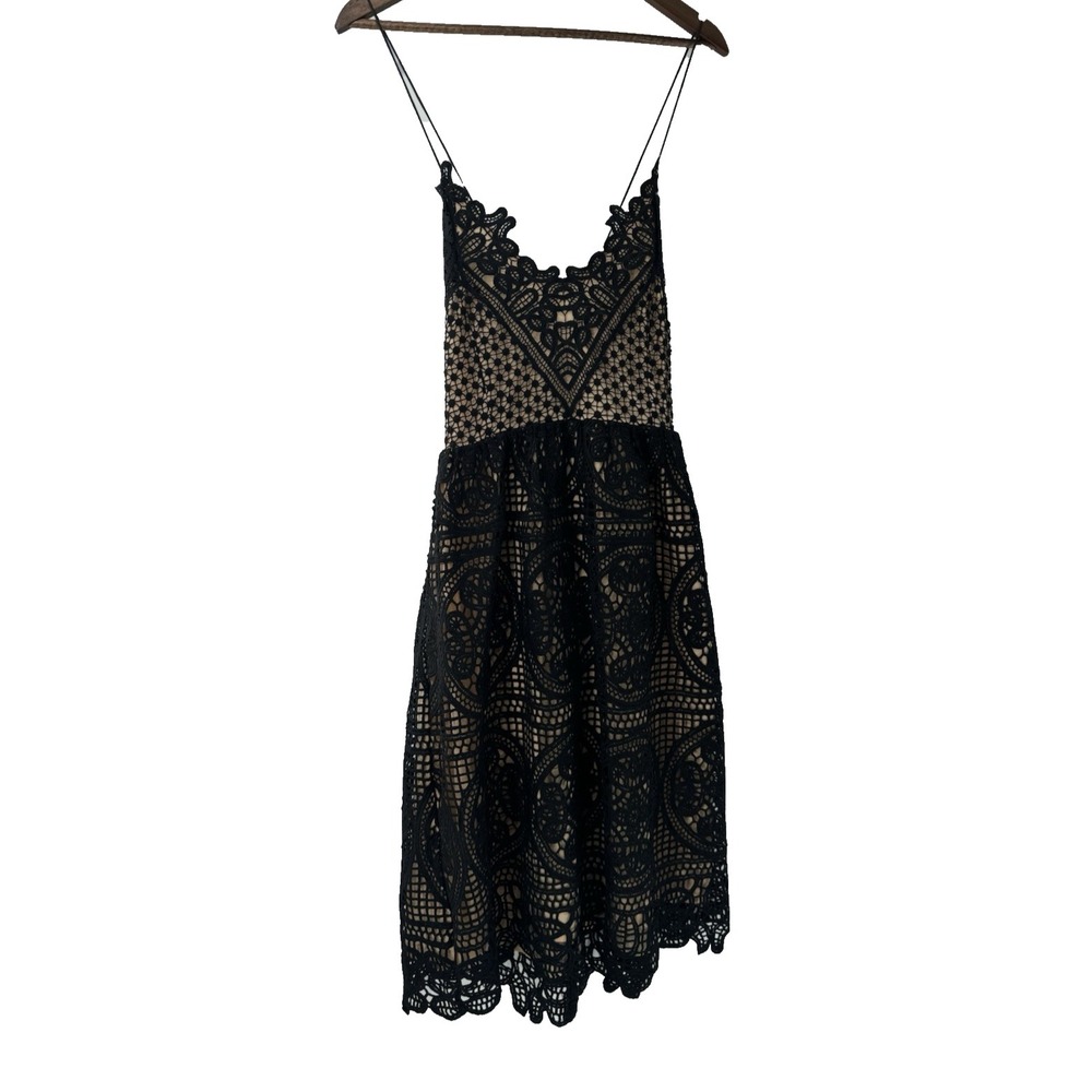 Two Sisters Lace Dress Black Annabelle Lace Up Back Crochet open knit whimsigoth